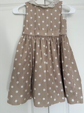 Jason Wu Girls Polka Dot Sleeveless Dress with Lace Collar